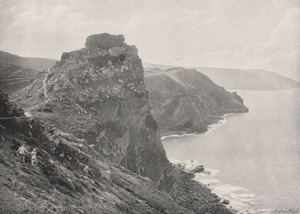 LYNTON. Castle Rock. Devon 1900 old antique vintage print picture